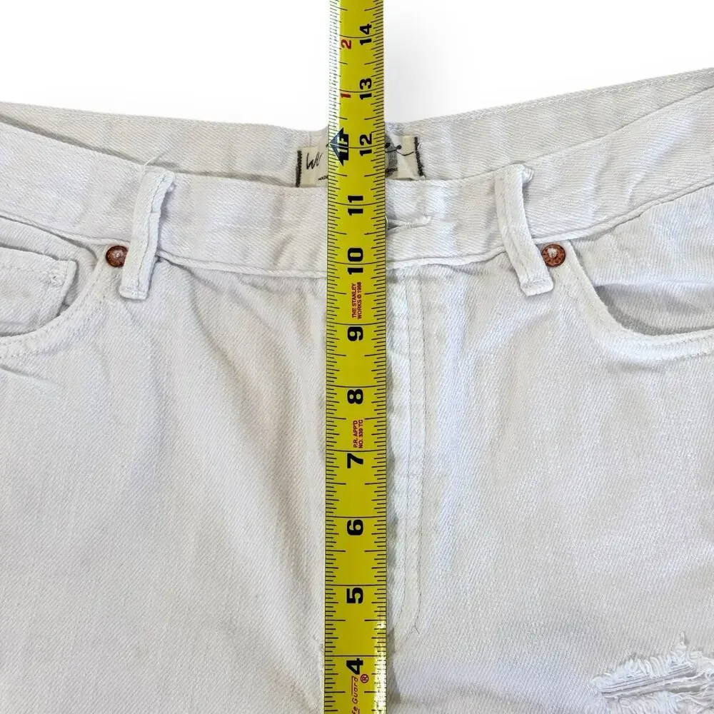 We The Free People Womens 30 White Cutoff Shorts Button Fly Denim Boho Festival